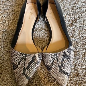 Black & snakeskin Cole Haan flats